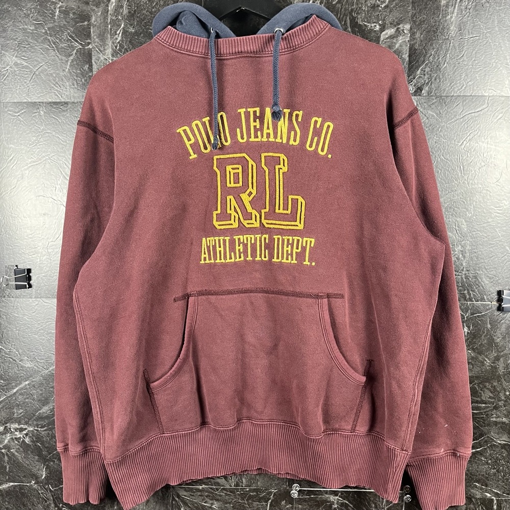 Polo Ralph Lauren Men's Red Co Retro Graphic Hoodie Medium -Flaws
